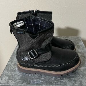 Carter’s Galaway Boys Black Side Zipper Boots, Size 8